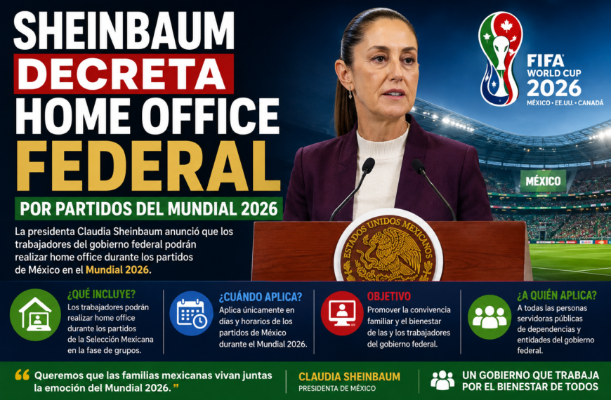 Sheinbaum decreta home office federal por partidos del Mundial 2026