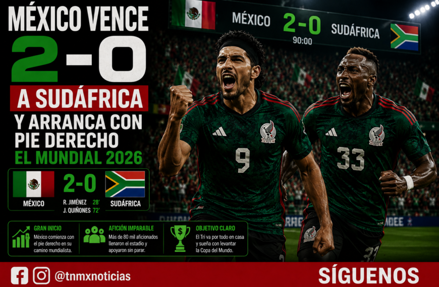 México vence 2-0 a Sudáfrica y arranca con pie derecho el Mundial 2026
