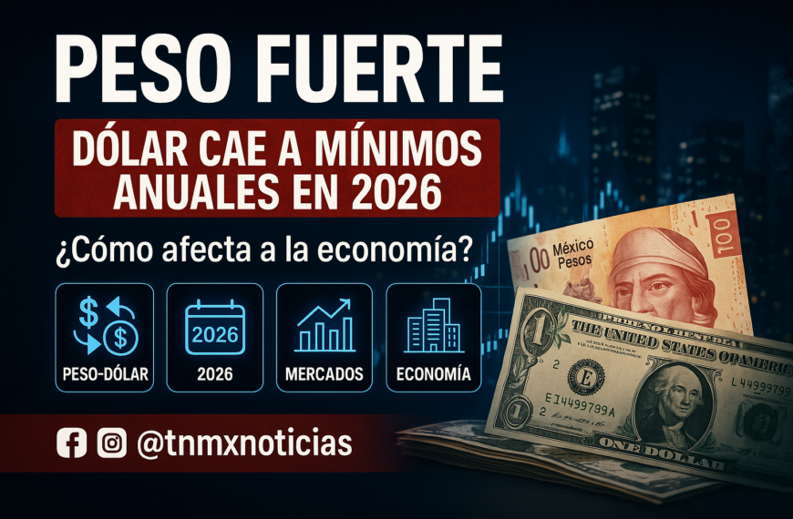 Peso mexicano cotiza en 17.20 por dólar; acumula caída de 4.4% en 2026