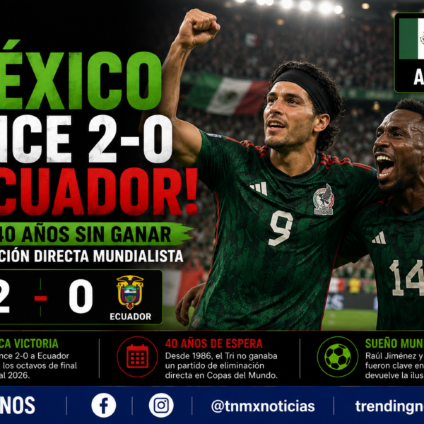 México vence 2-0 a Ecuador y rompe 40 años sin ganar en eliminación directa mundialista