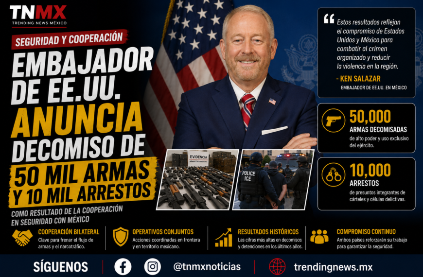 Embajador de EE.UU. anuncia decomiso de 50 mil armas y 10 mil arrestos