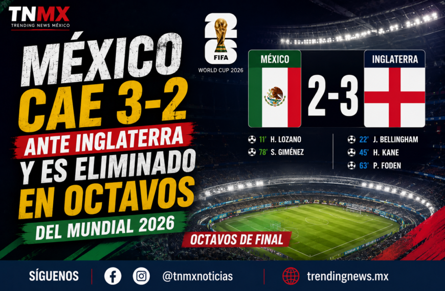 México cae 3-2 ante Inglaterra y es eliminado en Octavos del Mundial 2026