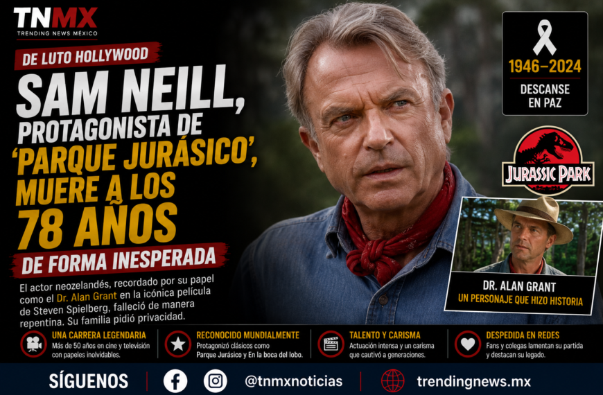 Sam Neill, ícono neozelandés, muere de forma inesperada a los 78