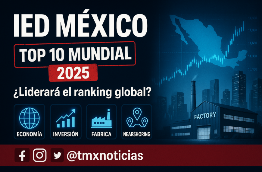 México regresa al Top 10 mundial de IED con 41 mil mdd en 2025