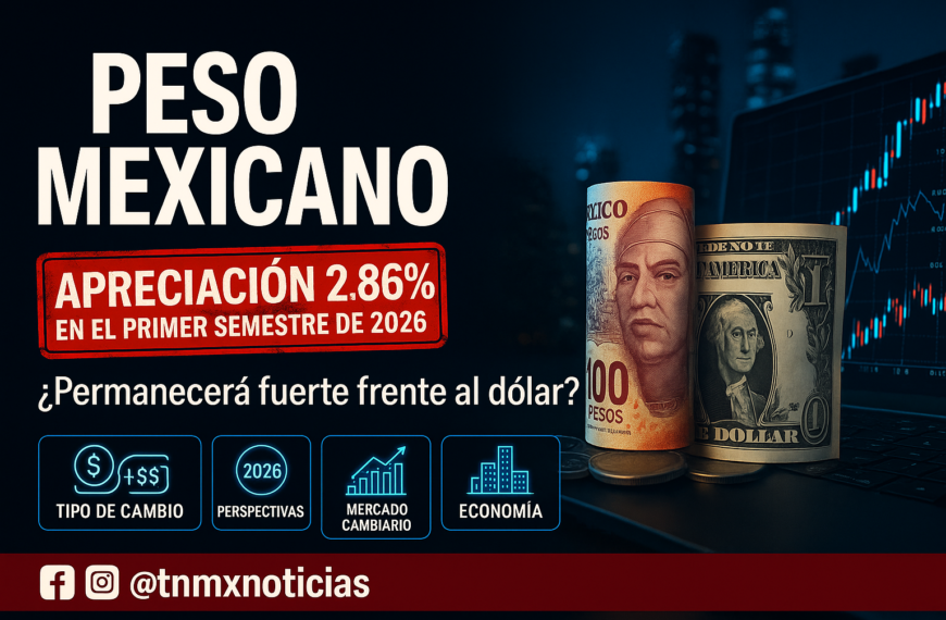 Peso mexicano gana 2.86% en primer semestre 2026 y cierra en 17.49