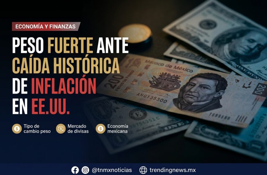 Peso roza 17.39 por dólar impulsado por caída histórica de inflación en EE.UU.